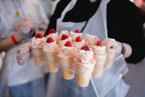 Tray of strawberry sundaes at the Ekka 2023